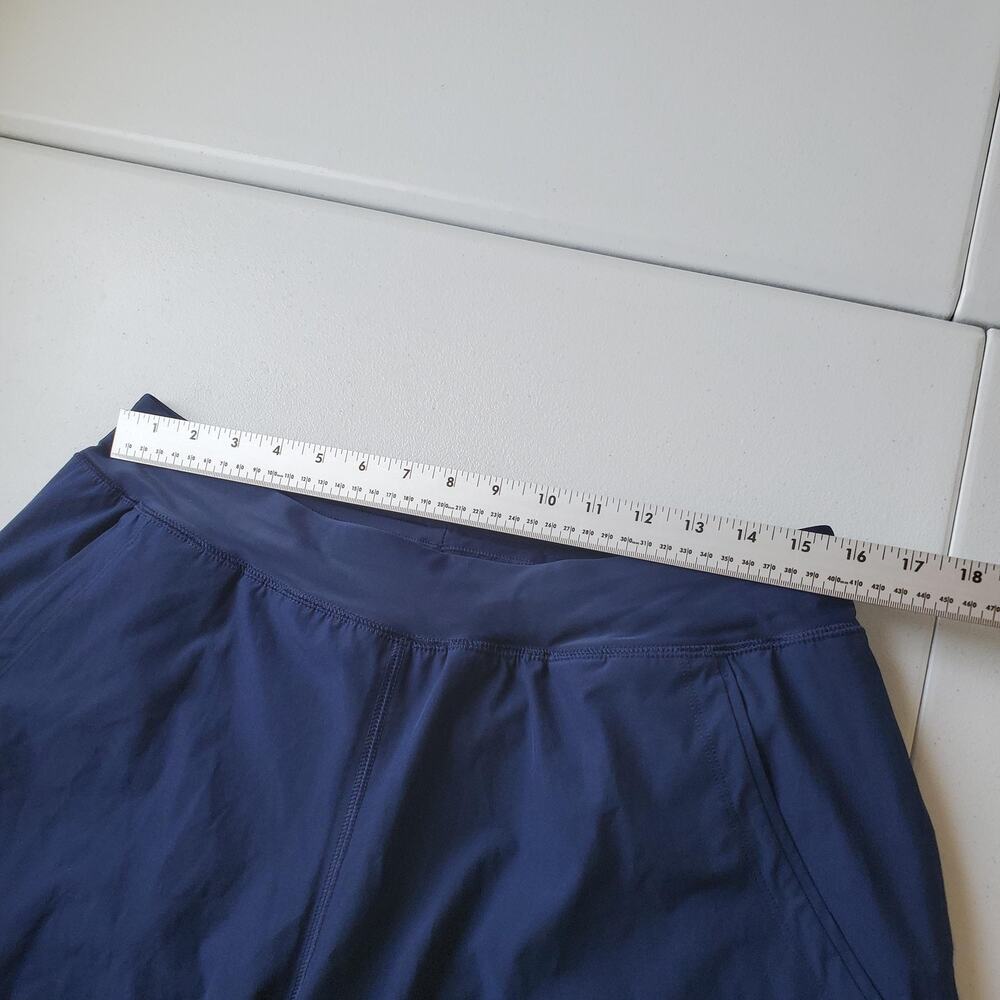 Lands' End Swim Shorts Womens 12 Blue Swim Bottom Built In Brief Lined Stretch - Picture 4 of 8